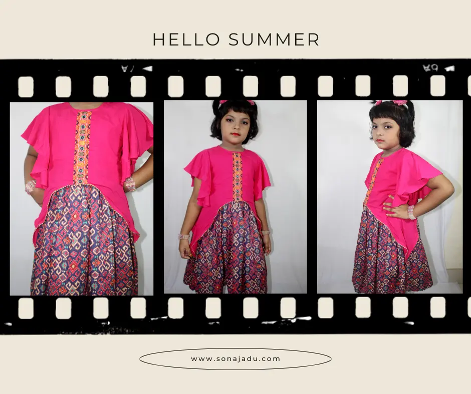Pink and Digital Print Frock - Stylish Baby Tops - Baby Girl Dress Online BD