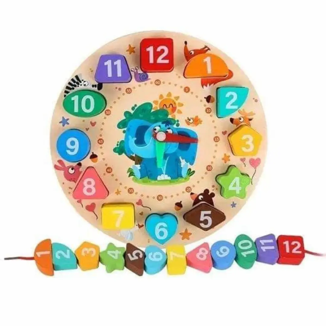 Wooden Clock Puzzles Time Learning Shape Sorting Color Game Early Education Math Set Kid Jigsaw Play Tool Preschool Toddler Toy